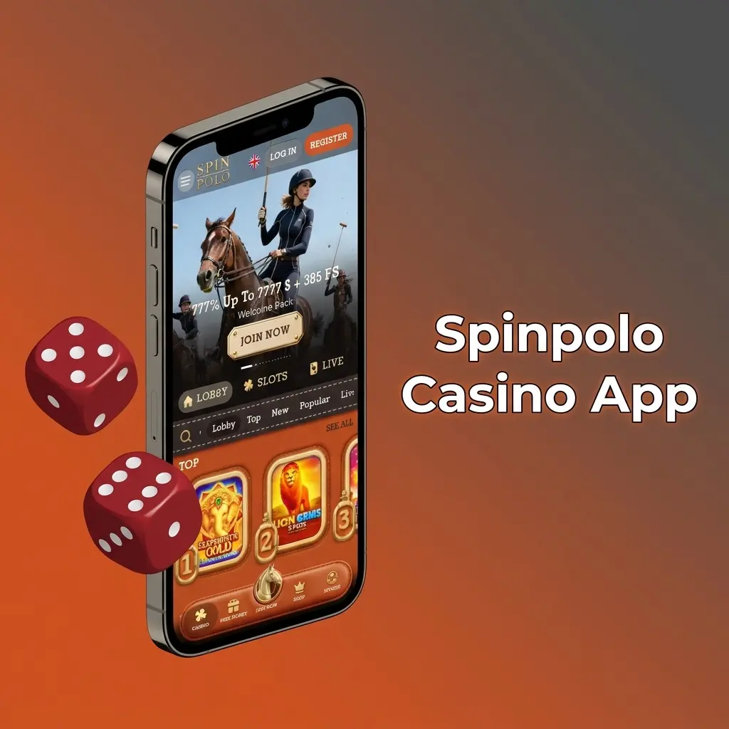 Spinpolo Casino app showing live dealer games, slots, and table games from Evolution Gaming, Pragmatic Play, and NetEnt