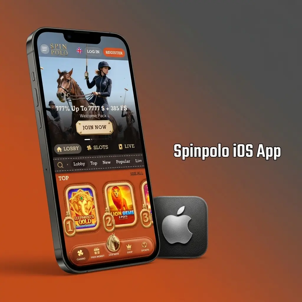 Spinpolo iOS app interface on iPhone and iPad showing sports betting and live casino features