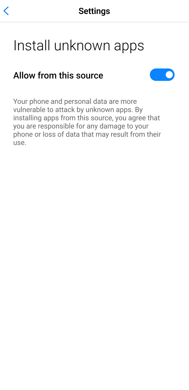 Modify your Android smartphone settings to allow installation of the Spinpolo application.