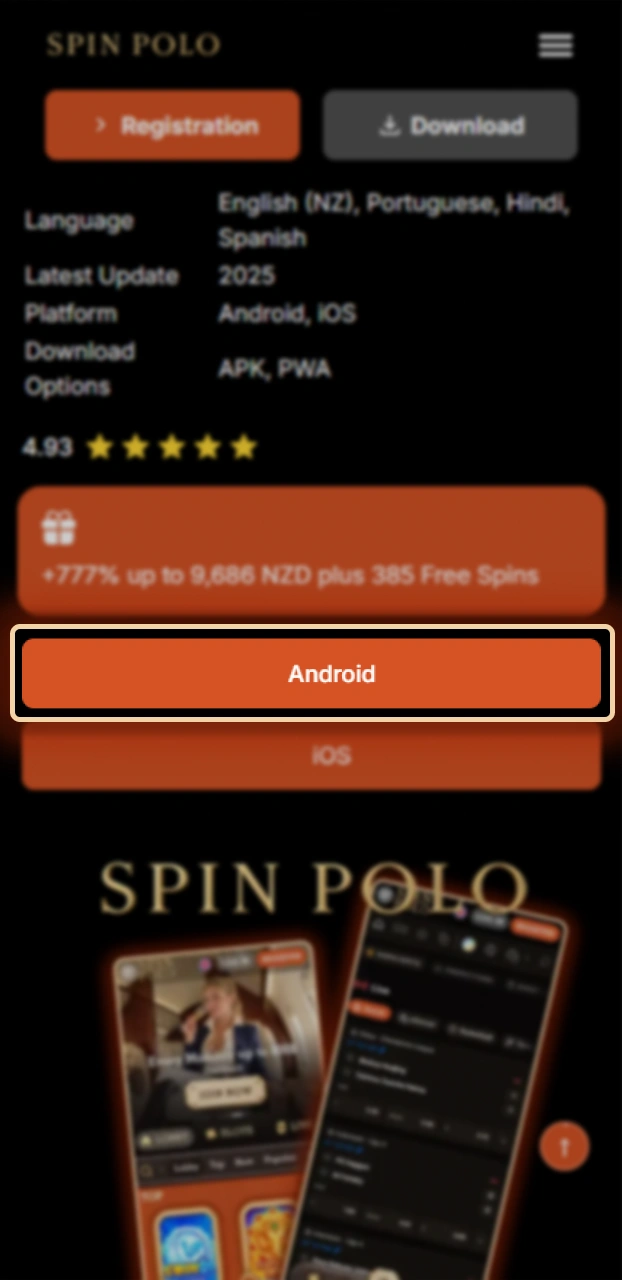 Tap the download button to save the Spinpolo APK file onto your Android device.
