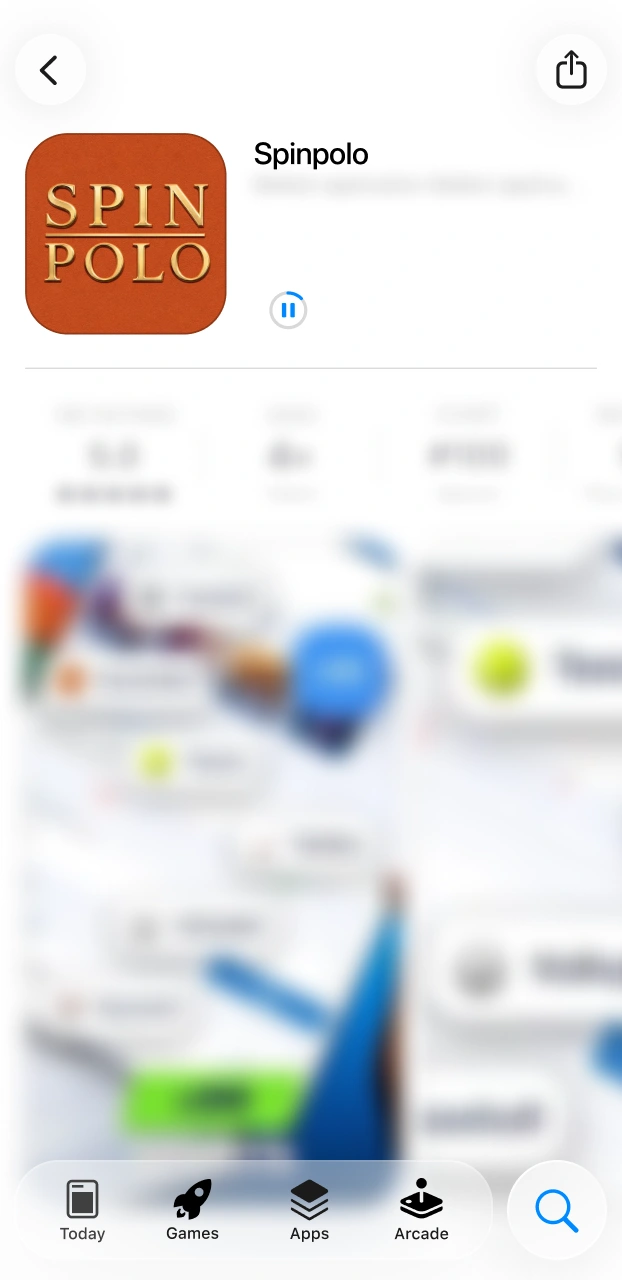 Wait until your iOS device fully downloads the Spinpolo app file.