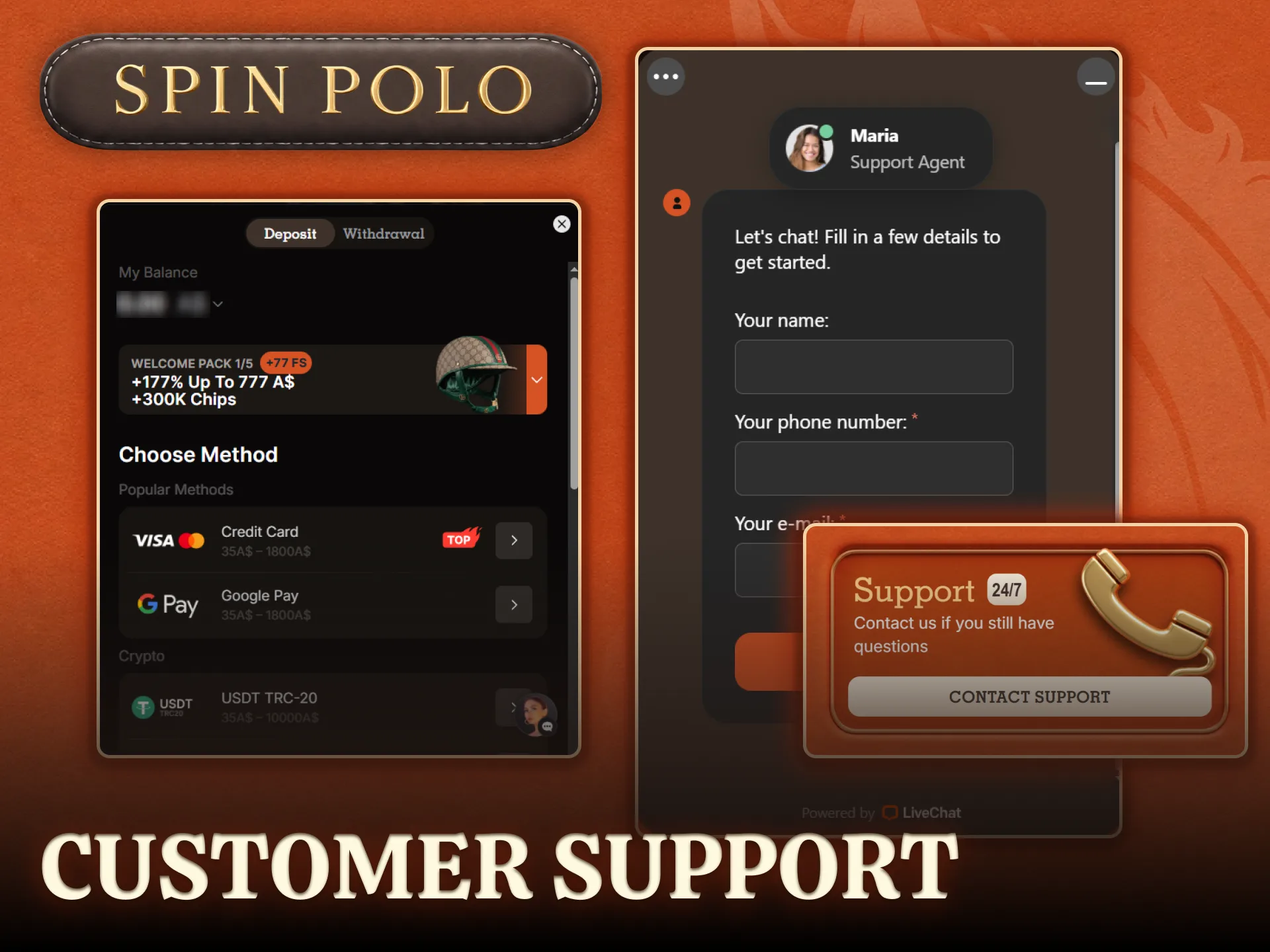 Contact the dedicated Spinpolo help desk to resolve any balance funding problems.