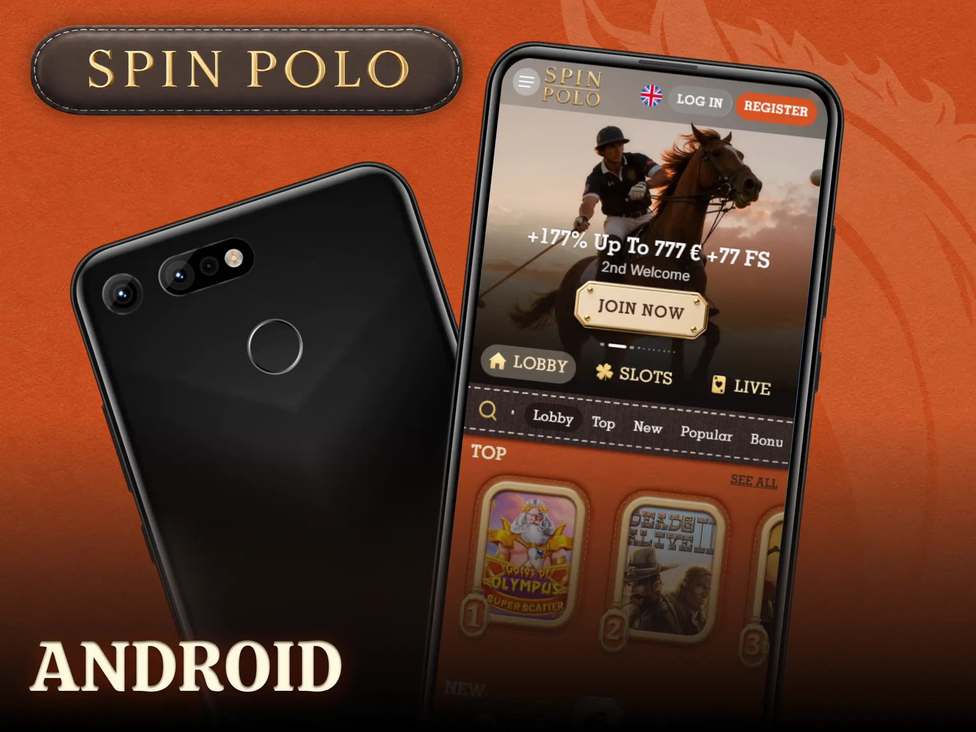Install the mobile Spinpolo app on your Android device to bet anywhere.