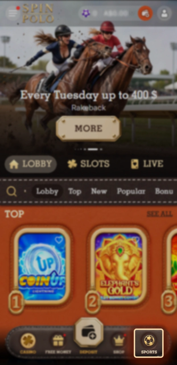 Navigate to the Spinpolo sports betting category to browse active events.