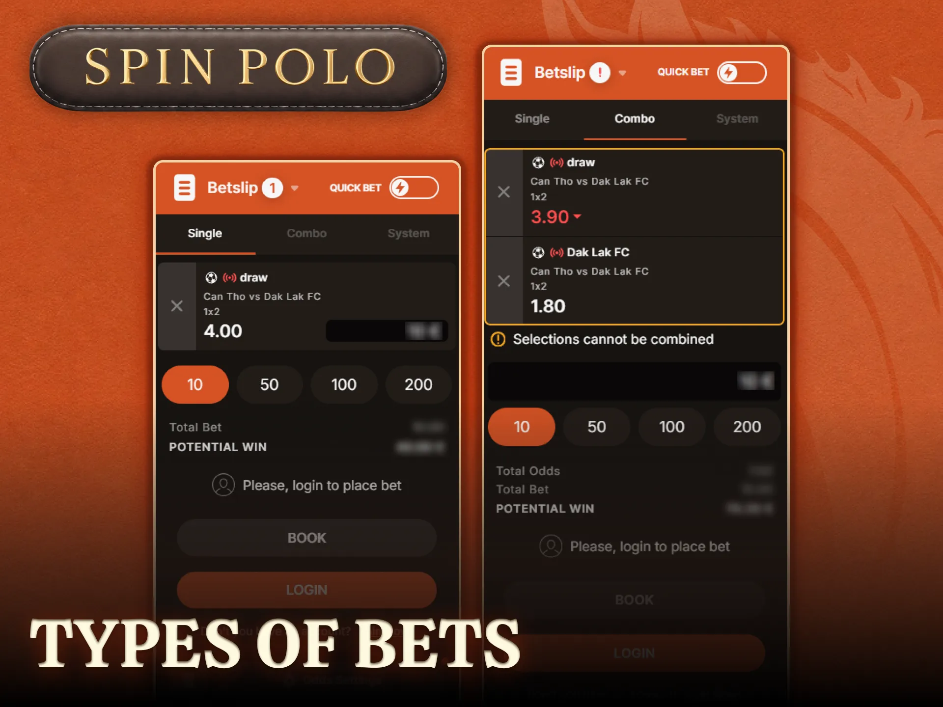 Choose different bet types on the Spinpolo platform for better winnings.