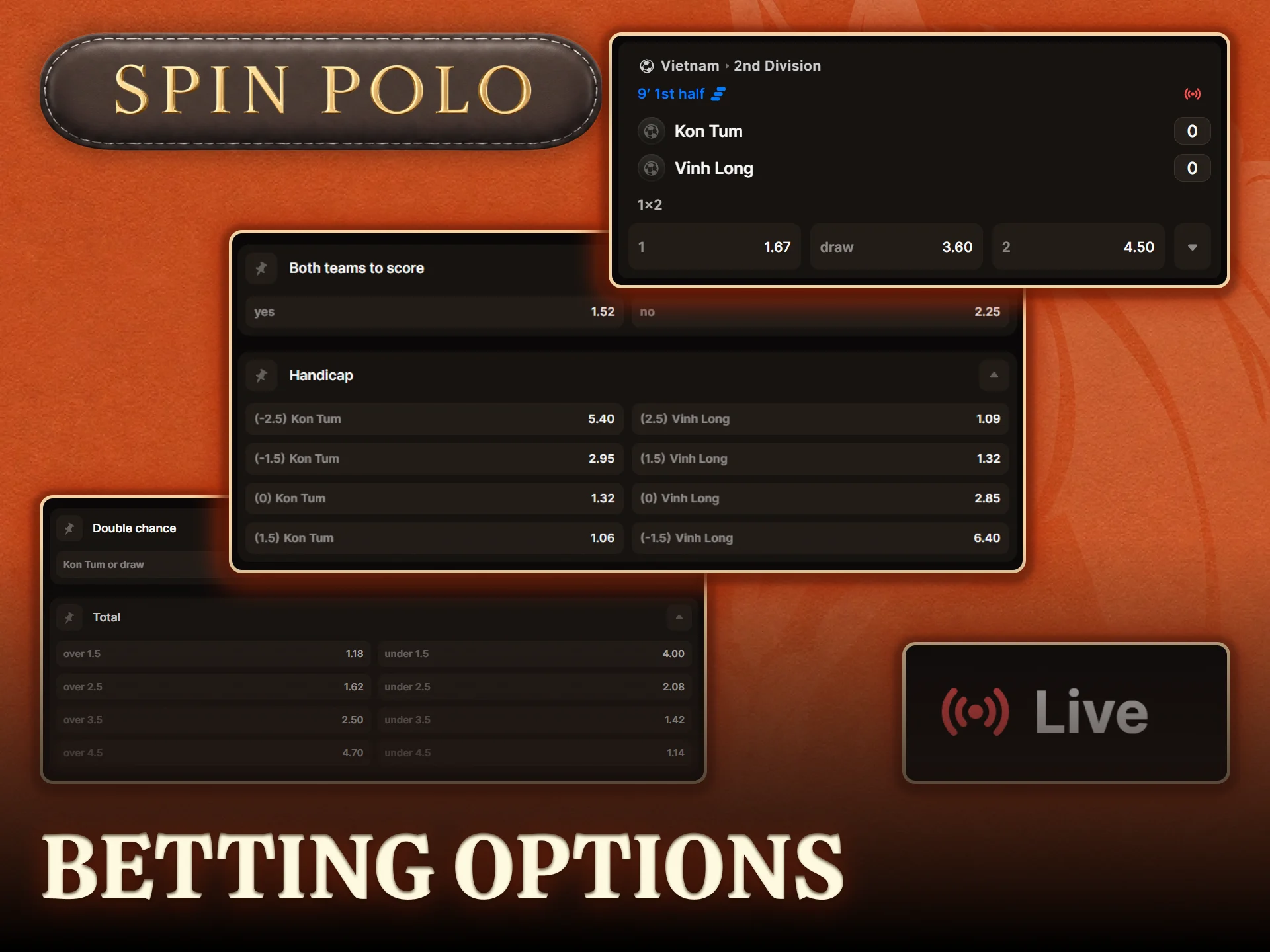 Explore diverse sports betting markets and competitive odds on Spinpolo.