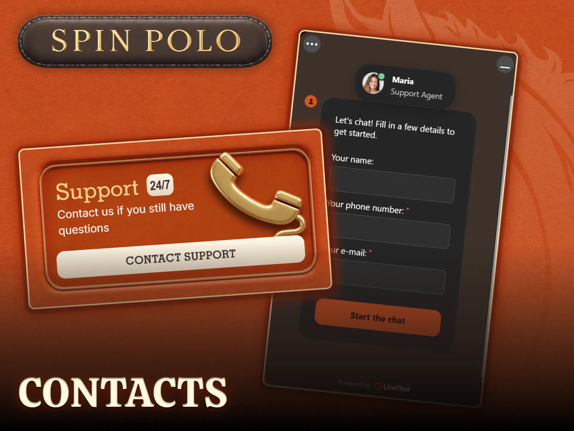 Contact the professional Spinpolo customer support team for around-the-clock assistance.
