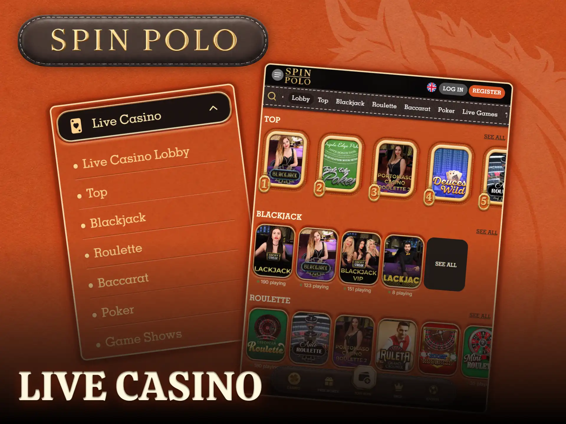 Join immersive live casino tables with professional dealers at Spinpolo.