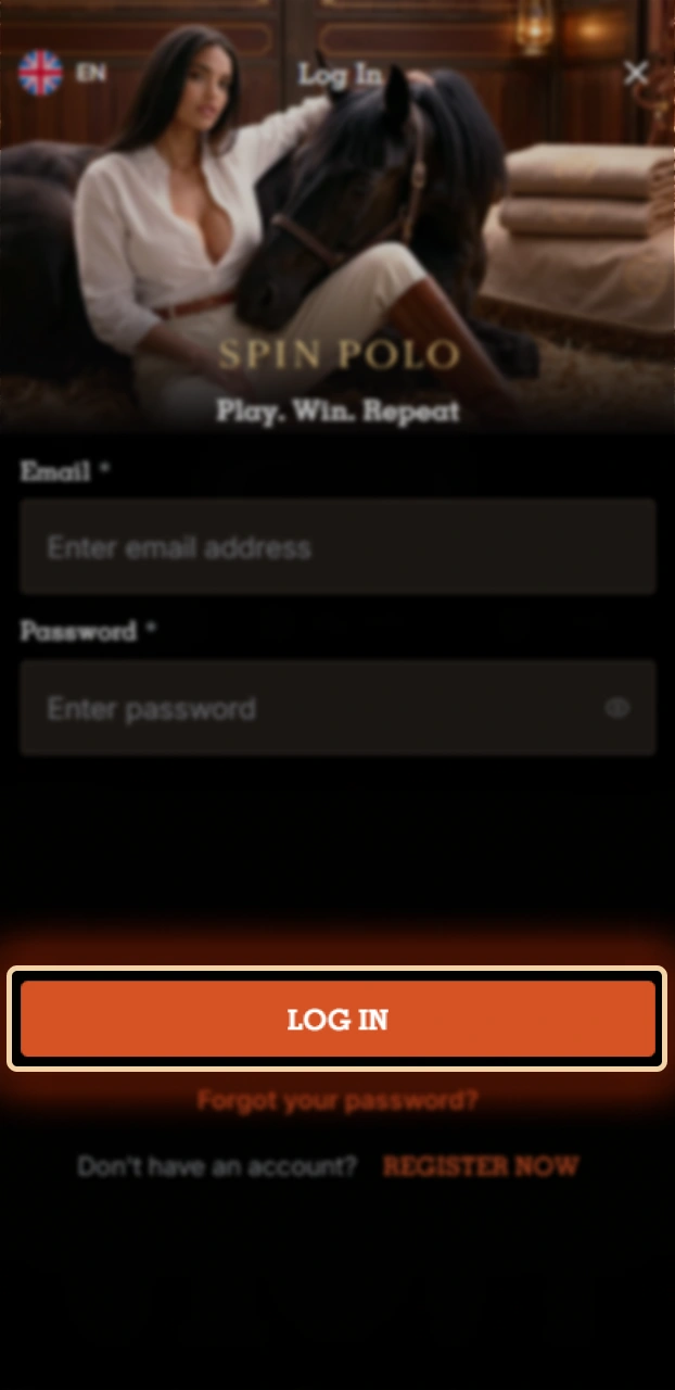 Complete the login to your Spinpolo profile.