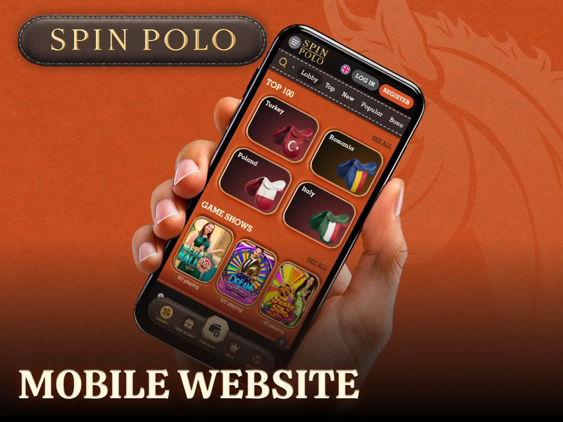 Access the Spinpolo mobile website version via any smartphone browser.