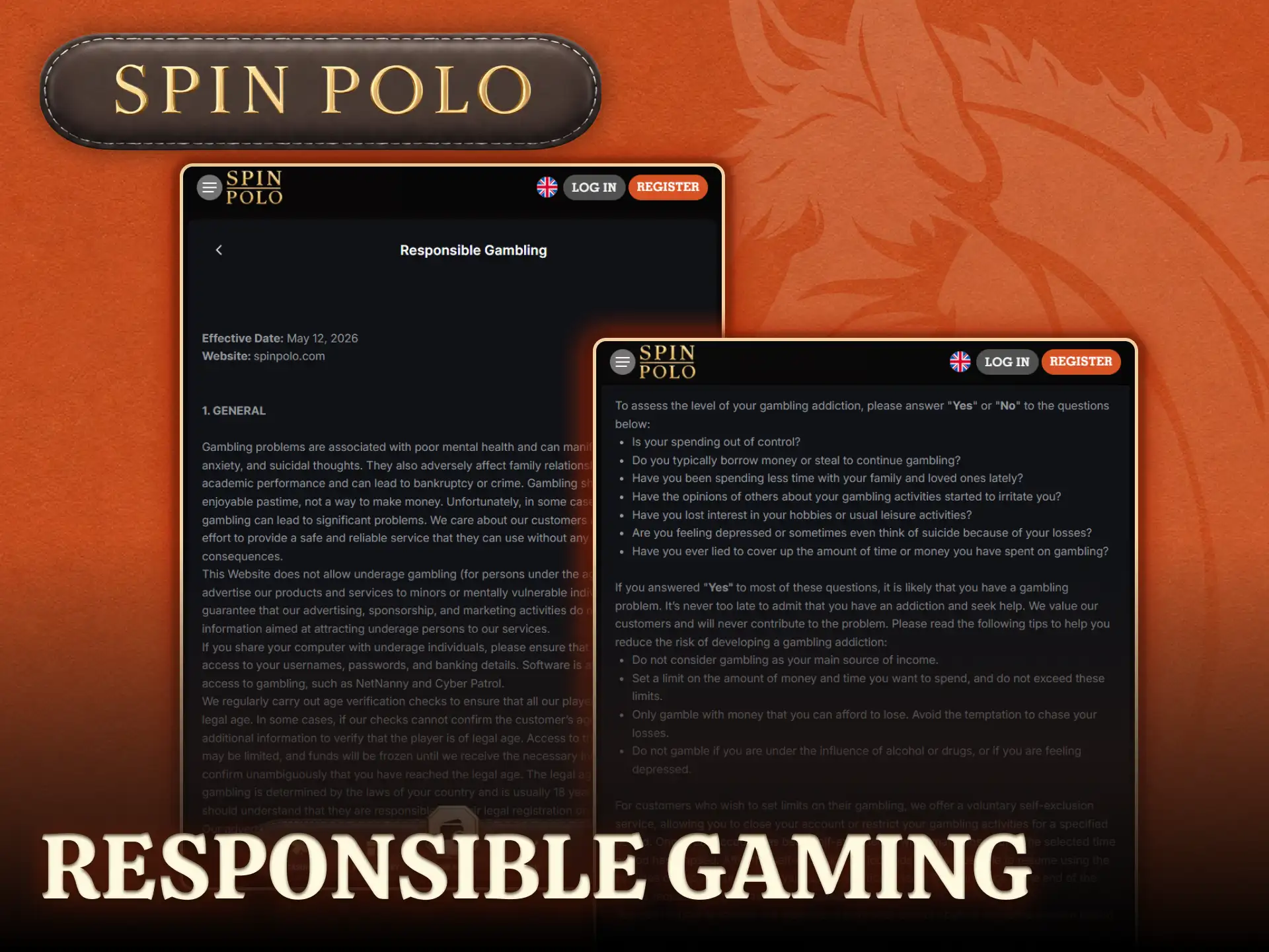 Practice safe gambling habits by using the Spinpolo responsible gaming tools.