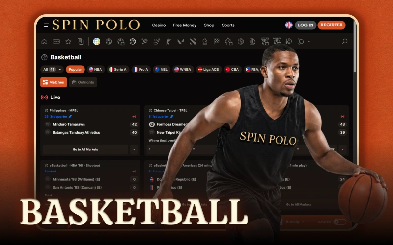 Try pre-match Basketball betting on global leagues using Spinpolo.