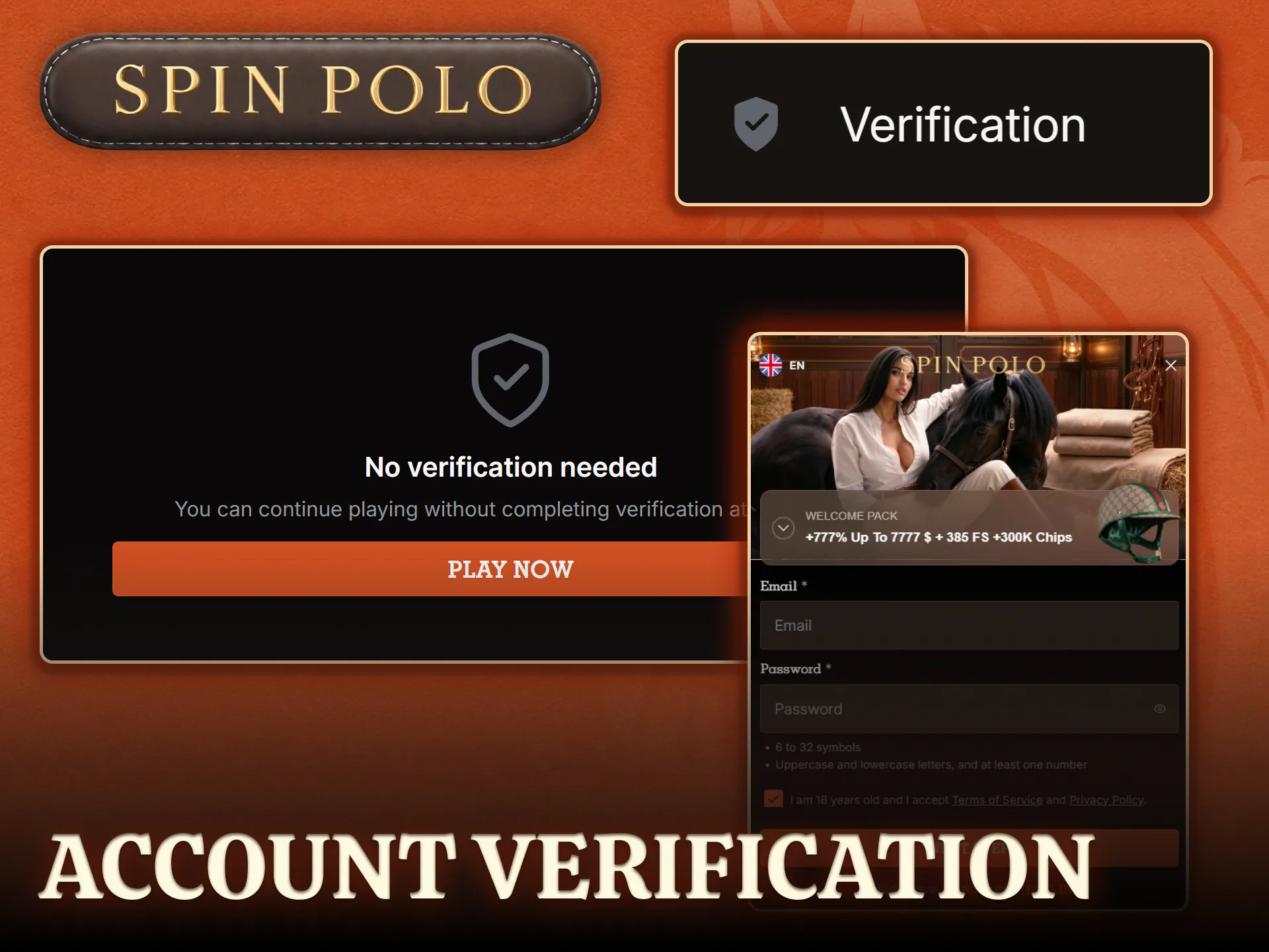 Confirm your personal identity during the standard Spinpolo account verification.