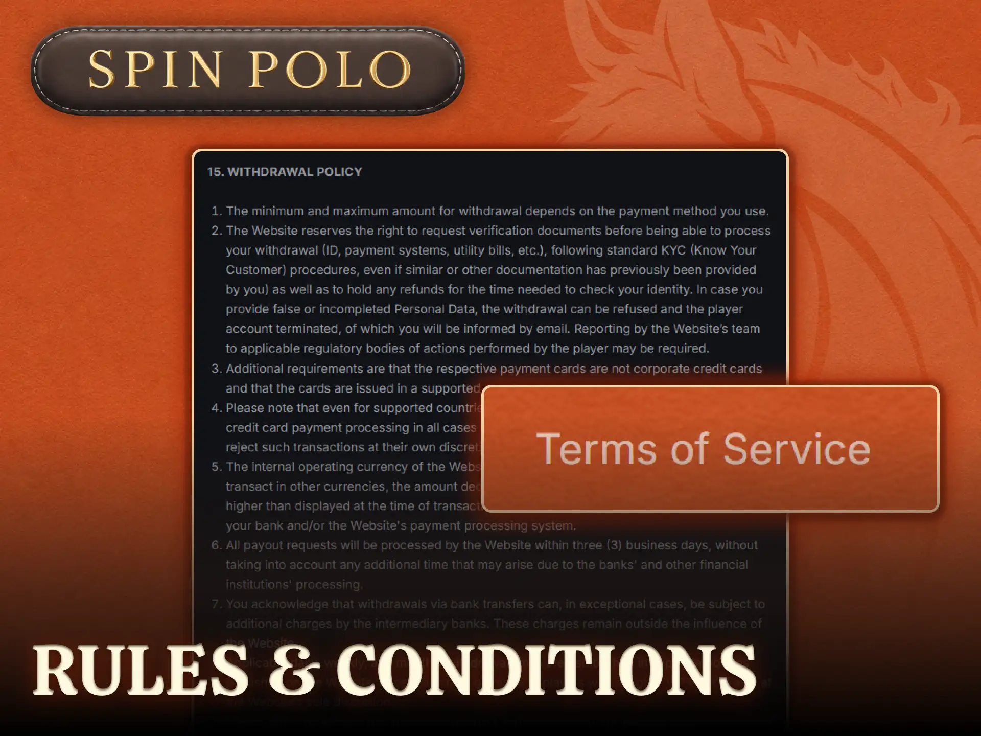 Review the legal Spinpolo withdrawal rules and conditions to receive your winnings.